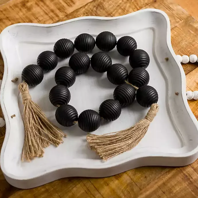 Hot Kirklands Home Ribbed Bead Garland Black