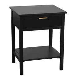 Clearance Kirklands Home Ribbed Wood Colleen Accent Table Black