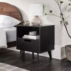 Clearance Kirklands Home Riviera Single Drawer Nightstand Black