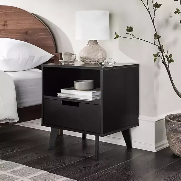 Clearance Kirklands Home Riviera Single Drawer Nightstand Black