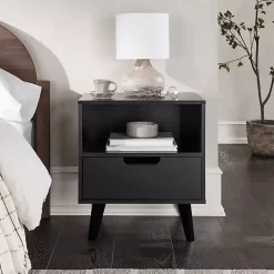 Clearance Kirklands Home Riviera Single Drawer Nightstand Black