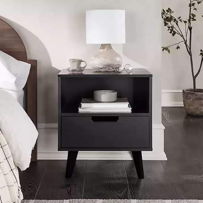 Clearance Kirklands Home Riviera Single Drawer Nightstand Black