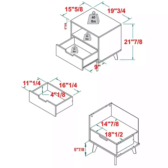 Clearance Kirklands Home Riviera Single Drawer Nightstand Black