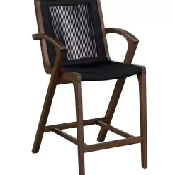 Hot Kirklands Home Rope and Brown Wood Counter Stool Black