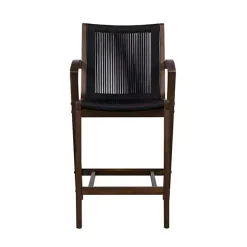 Hot Kirklands Home Rope and Brown Wood Counter Stool Black