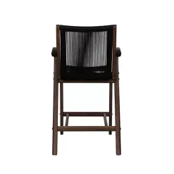 Hot Kirklands Home Rope and Brown Wood Counter Stool Black