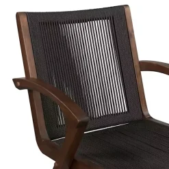 Hot Kirklands Home Rope and Brown Wood Counter Stool Black