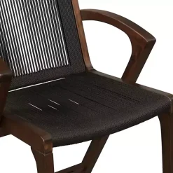 Hot Kirklands Home Rope and Brown Wood Counter Stool Black