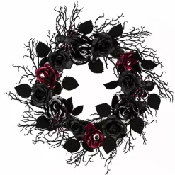 Hot Kirklands Home Black Rose Halloween Wreath