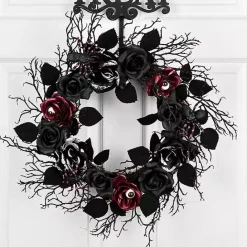 Hot Kirklands Home Black Rose Halloween Wreath