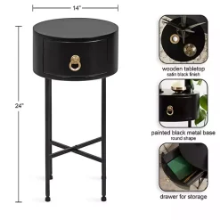 Hot Kirklands Home Round Decklyn Accent Table Black