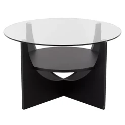 Kirklands Home Round Glass Coffee Table Black