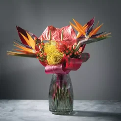 Kirklands Home Round Ribbed Glass Vase Black