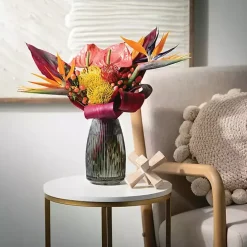 Kirklands Home Round Ribbed Glass Vase Black