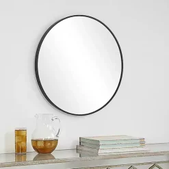 Outlet Kirklands Home Round Simple Frame Medium Wall Mirror Black