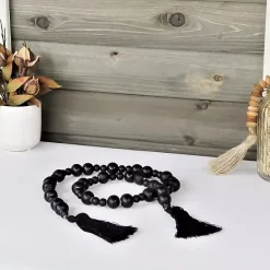Discount Kirklands Home Round Wood Bead Tassel Garland Black