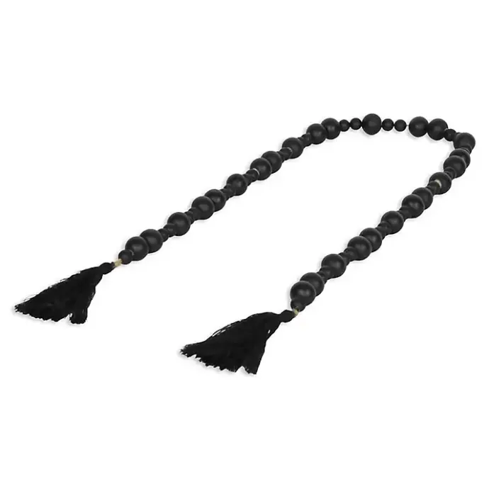 Discount Kirklands Home Round Wood Bead Tassel Garland Black