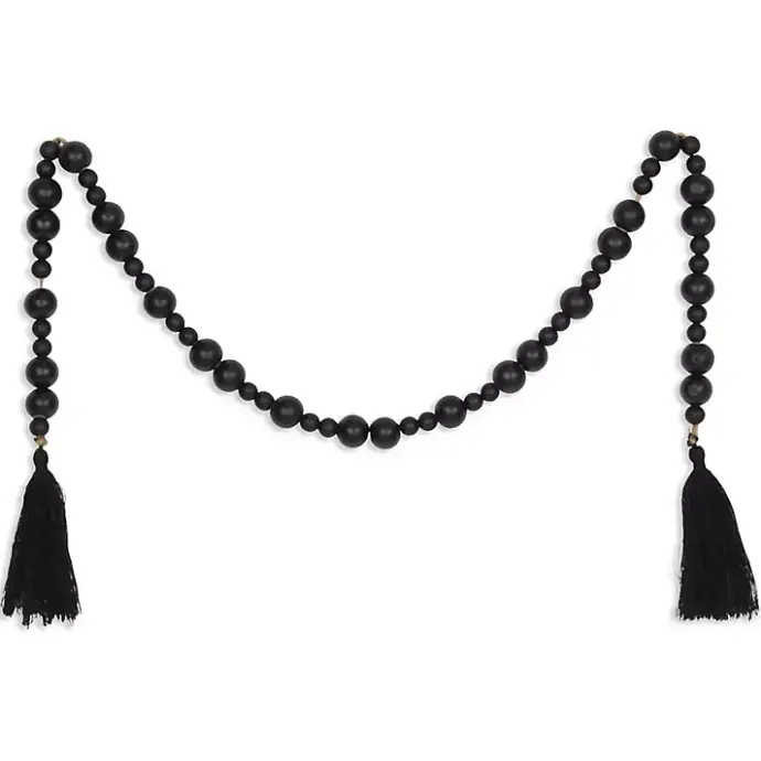 Discount Kirklands Home Round Wood Bead Tassel Garland Black