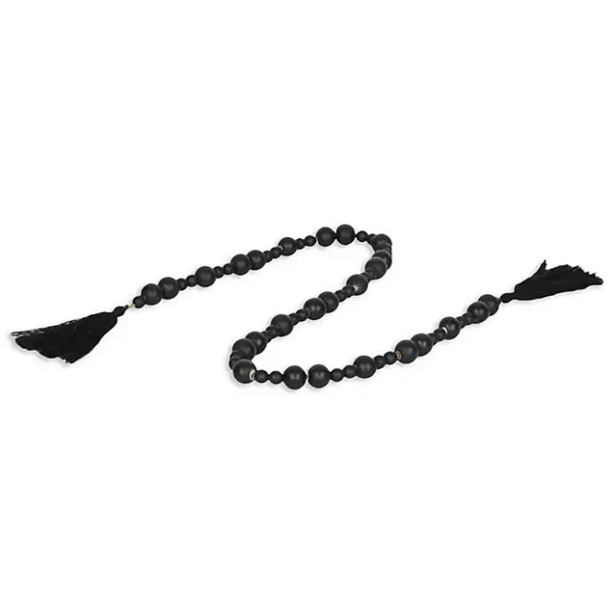 Discount Kirklands Home Round Wood Bead Tassel Garland Black