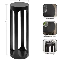 New Kirklands Home Round Wood Devon Accent Table Black