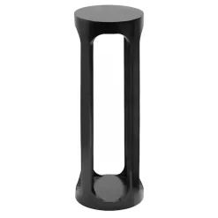 New Kirklands Home Round Wood Devon Accent Table Black