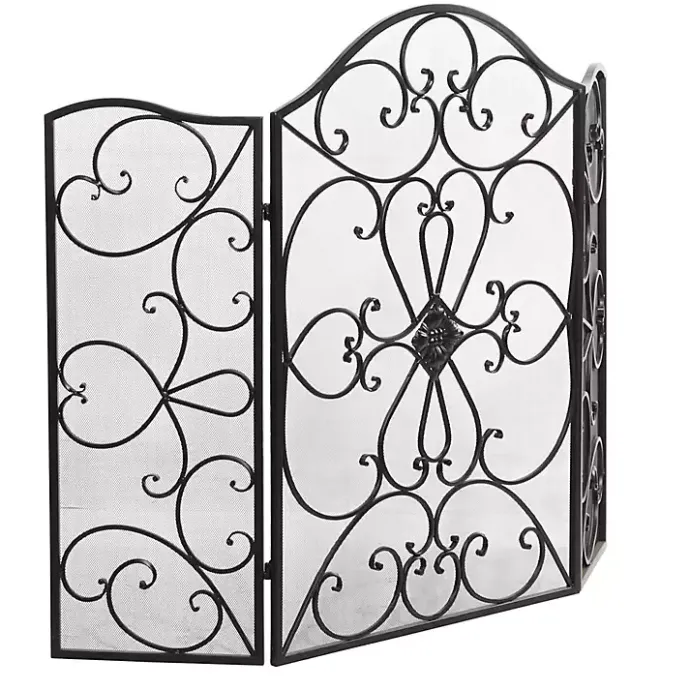 Outlet Kirklands Home Black Scroll Work Metal Fireplace Screen