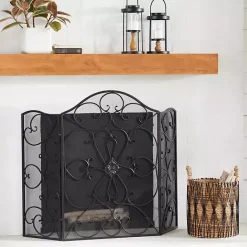 Outlet Kirklands Home Black Scroll Work Metal Fireplace Screen