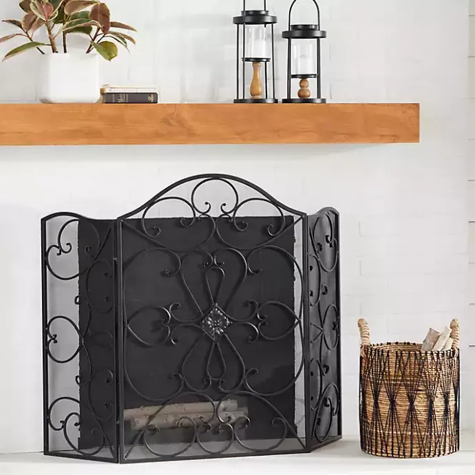 Outlet Kirklands Home Black Scroll Work Metal Fireplace Screen