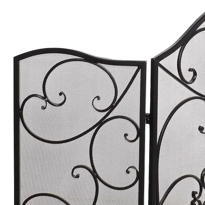 Outlet Kirklands Home Black Scroll Work Metal Fireplace Screen
