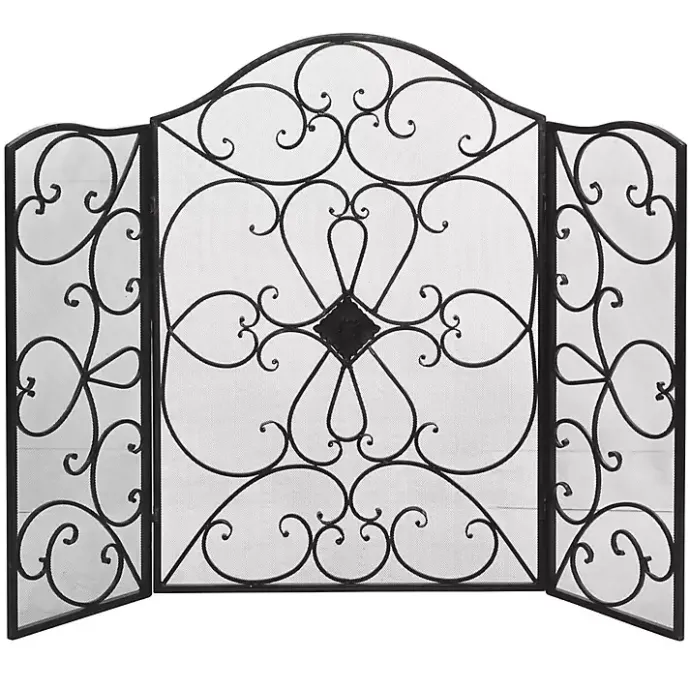 Outlet Kirklands Home Black Scroll Work Metal Fireplace Screen
