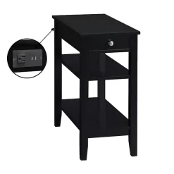 Kirklands Home 2-Shelf Charging Accent Table Black