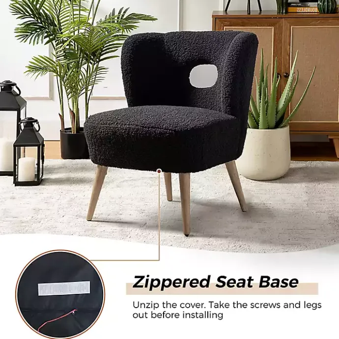 Hot Kirklands Home Sherpa Barrel Accent Chair Black