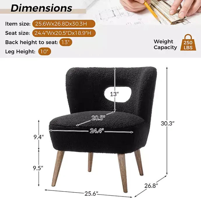 Hot Kirklands Home Sherpa Barrel Accent Chair Black