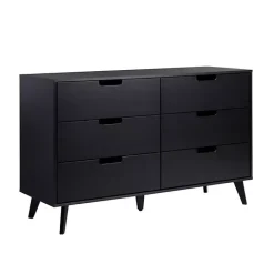 Outlet Kirklands Home Simple Grooved Handle 6-Drawer Dresser Black