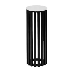 Sale Kirklands Home Black Slatted Marble Payton Accent Table White