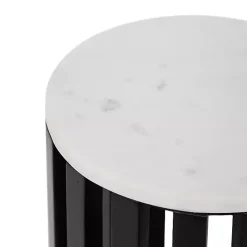 Sale Kirklands Home Black Slatted Marble Payton Accent Table White