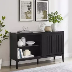 Online Kirklands Home Slatted Sliding Door Sideboard Black