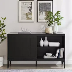 Online Kirklands Home Slatted Sliding Door Sideboard Black