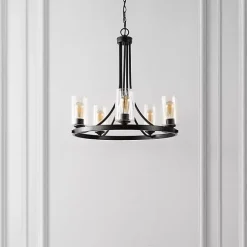 Hot Kirklands Home Sloped Round Adjustable Chandelier Black