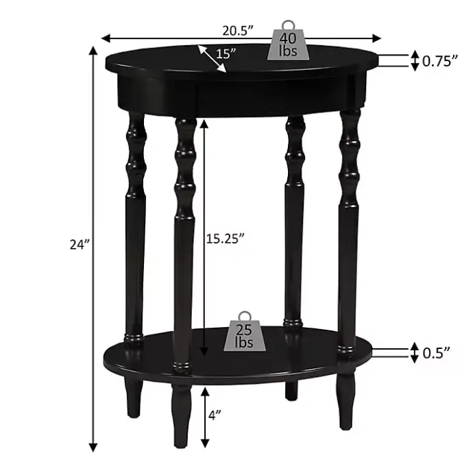 Best Kirklands Home Spindle Legs Oval Accent Table Black