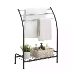 Discount Kirklands Home Steel 3-Bar Standing Towel Rack Black