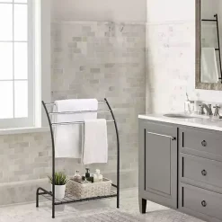 Discount Kirklands Home Steel 3-Bar Standing Towel Rack Black