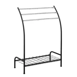 Discount Kirklands Home Steel 3-Bar Standing Towel Rack Black