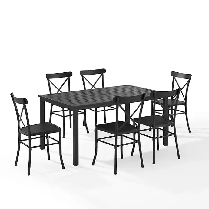 New Kirklands Home Steel Farmhouse 7-pc. Outdoor Dining Set Black