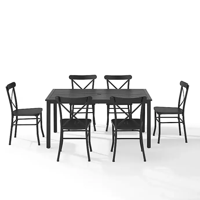 New Kirklands Home Steel Farmhouse 7-pc. Outdoor Dining Set Black