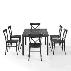 New Kirklands Home Steel Farmhouse 7-pc. Outdoor Dining Set Black