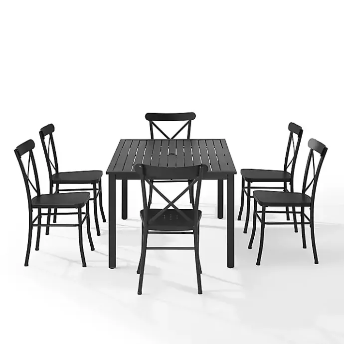 New Kirklands Home Steel Farmhouse 7-pc. Outdoor Dining Set Black