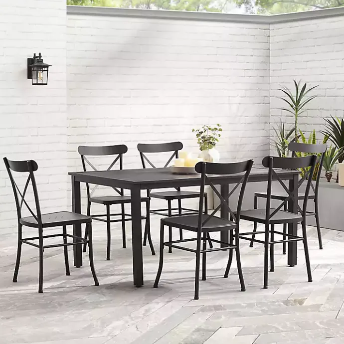 New Kirklands Home Steel Farmhouse 7-pc. Outdoor Dining Set Black