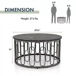 Sale Kirklands Home Stone and Metal Geometric Coffee Table Black