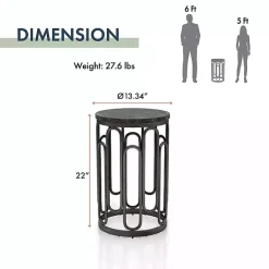 Hot Kirklands Home Stone and Metal Geometric Accent Table Black